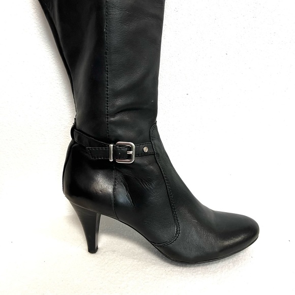 ANTONIO MELANI Tall Black Leather Heeled Boots Size 8.5M - Picture 2 of 11